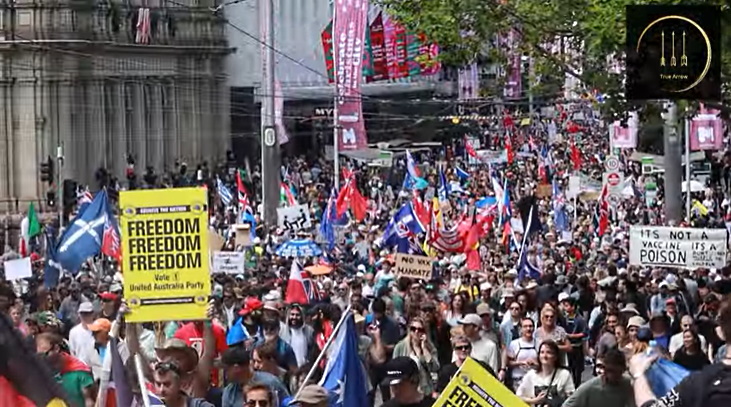 Melbourne, Australia — Dec 4th, 2021: Massive, Spirited Protest Against Medical Tyranny A